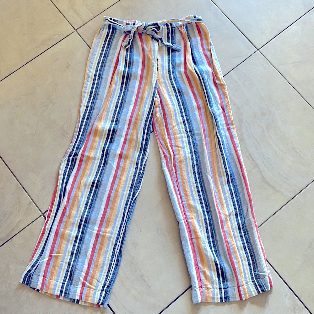 Laundry by Shelli Segal Multi-Color Striped Linen Pants